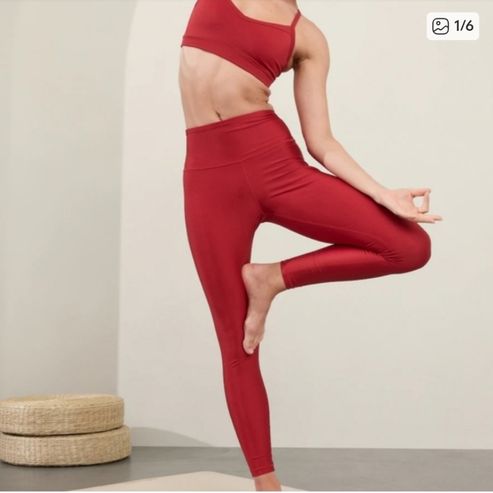 Athleta Elation Sheen Red Tights XS